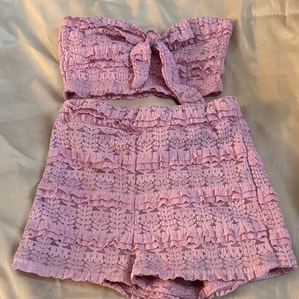 SHEIN Pink Ruffle Two-Piece Set